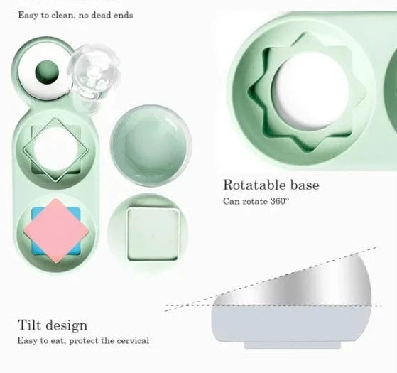 Easy clean design, rotatable base, tilt design bowl.