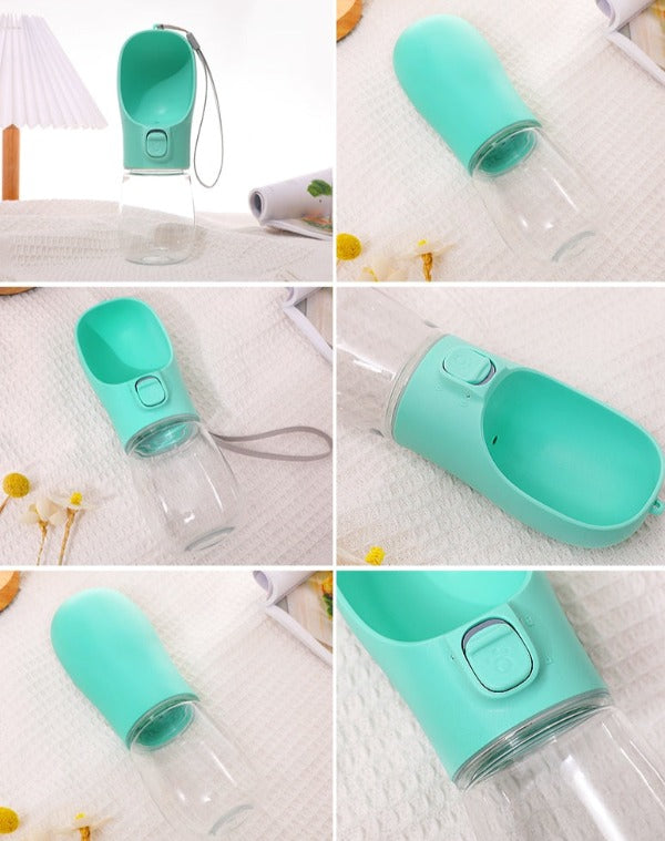 Six image showing different angles of the Dog leak proof portable Water bottle - New Forest Pets.