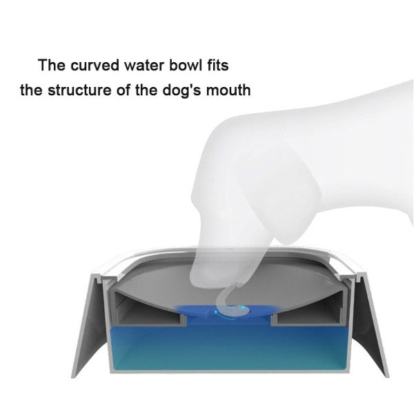 Image showing the curved structure of the dog/cat floating drinking water bowl to fit the dogs mouth - New Forest Pets.