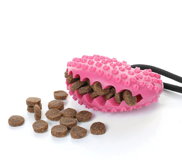 Image of the dog tug toy suction cup showing the treats placed inside - New Forest Pets.