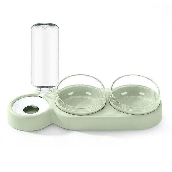 3-in-1 pet food and water bowl green - New Forest Pets.