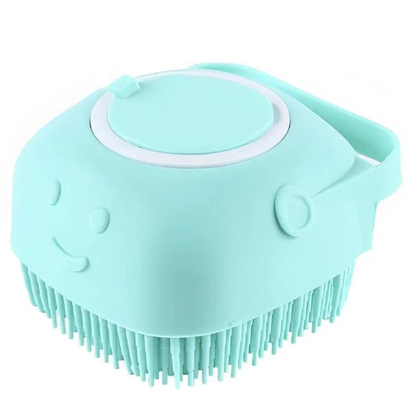 Dog soap dispensing soft grooming/bath brush - New Forest Pets.