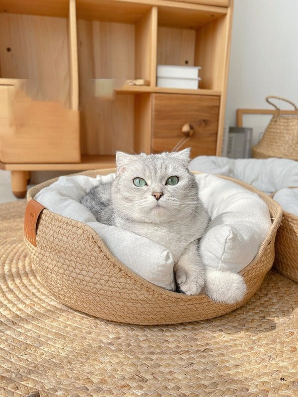 This weaved cat bed is perfectly designed for maximum comfort - New Forest Pets.