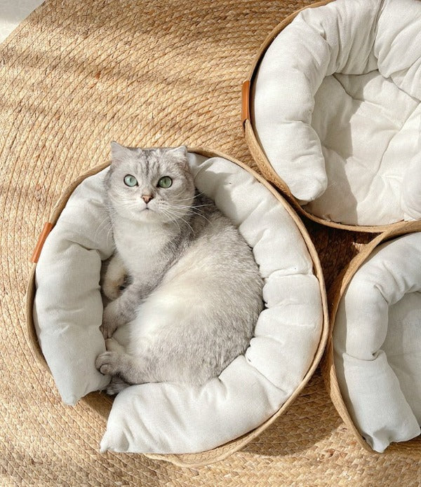 let your cat relax in the weaved cat bed - New Forest Pets.